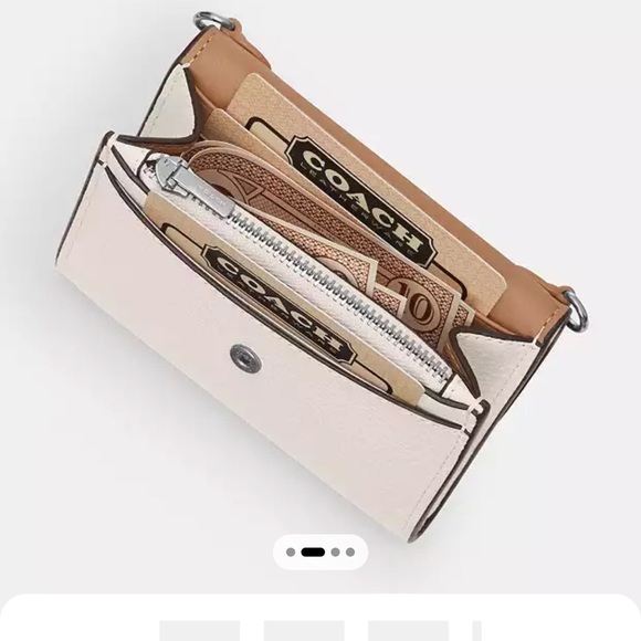 New COACH Mini Envelope Wallet With Strap In Signature Canvas - Picture 4 of 9